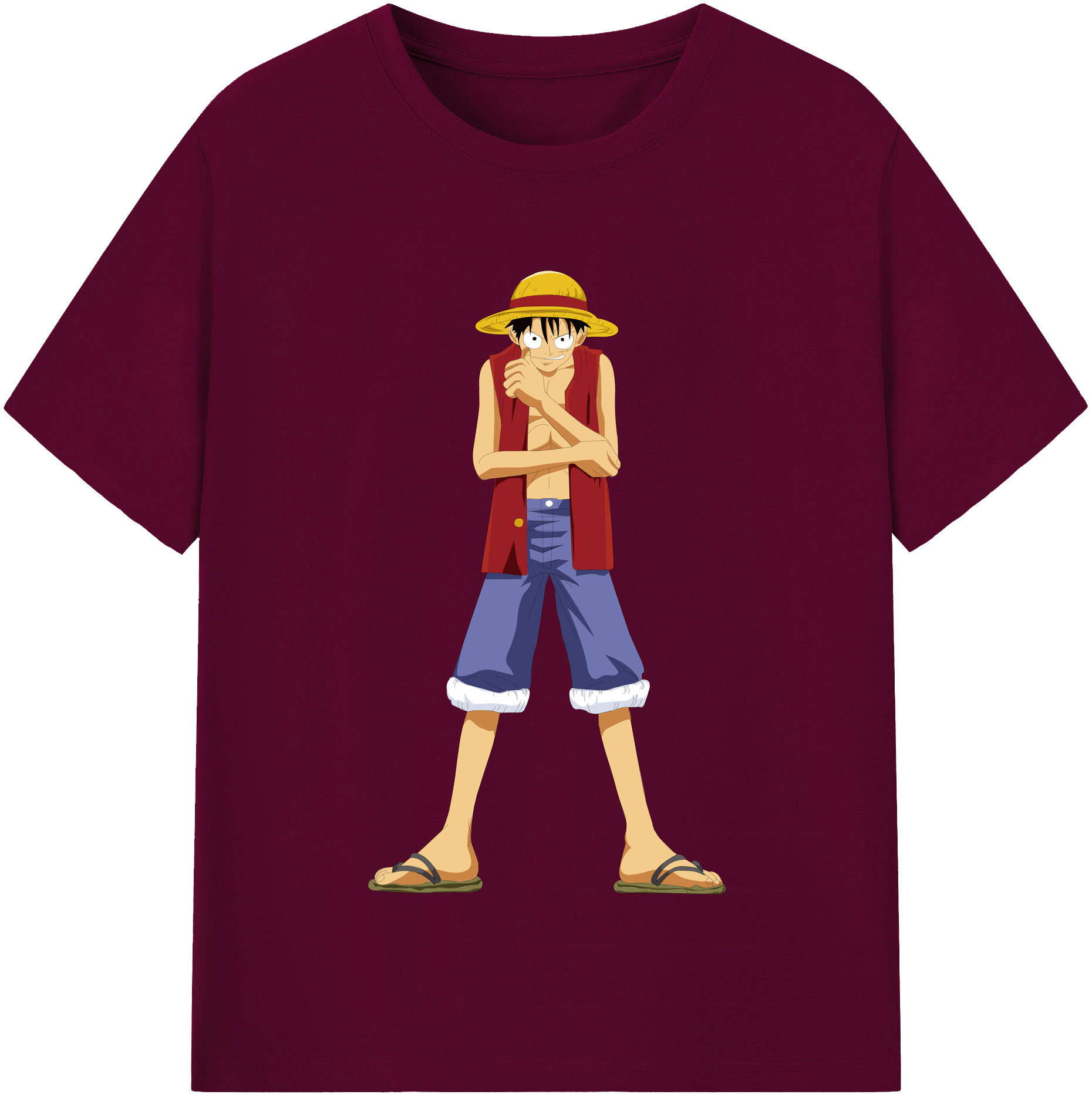 ワンピース モンキー・D・ルフィ ONE PIECE Monkey D. Luffy レディースカジュアルプリントTシャツ（綿100％）